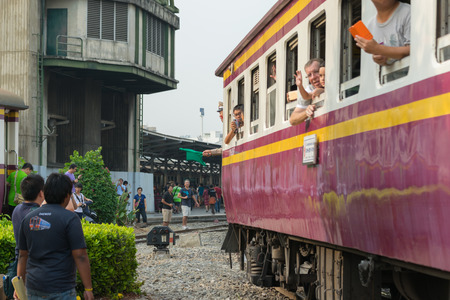 Bangkok, Thailand - March 26, 2016 : Steam train at Foundation Day of train operation 119 years anniversary of the State Railway of Thailand.のeditorial素材