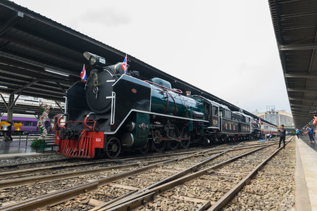Bangkok, Thailand - March 26, 2016 : Steam train at Foundation Day of train operation 119 years anniversary of the State Railway of Thailand.のeditorial素材