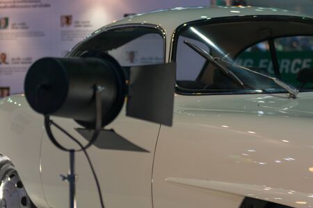 Zoom at classic  car fender in Car show event at Bangkok, Thailand. This a open event no need press...