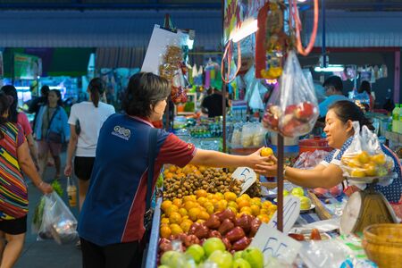 Bangkok, Thailand - February 19, 2016 : Thai exotic fruits in market. Like the charming people, exotic fruit greets you on almost every corner in Thailand.のeditorial素材