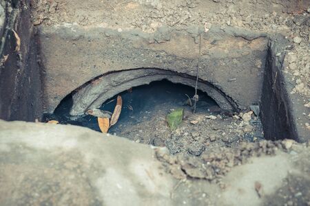 Working for drain cleaning. Problem with the drainage system.