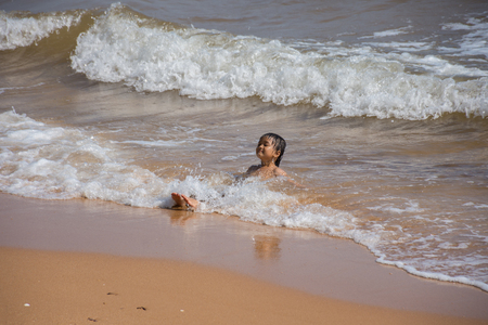 Rayong, Thailand - May 5, 2016 : Unidentified people travel at LaemMaePhim. This white sandy cape can be easily reached from city. Without large waves, the beach is nice for swimming.のeditorial素材