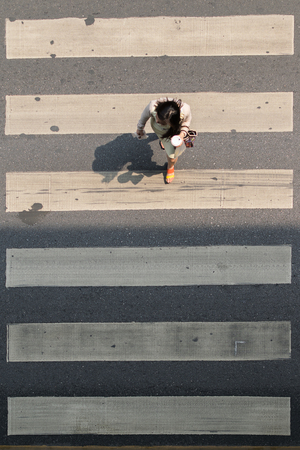 Bangkok, Thailand - March 31, 2016 : Crosswalk or Zebra crossing in Bangkok city. Bangkok is the capital and the most populous city of Thailand.のeditorial素材