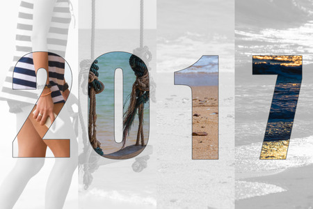 Happy New Year 2017 in Travel Theme (Sea, Beach)の写真素材