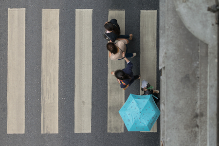 Crosswalk or Zebra crossing in Bangkok city. Bangkok is the capital and the most populous city of Thailand.の写真素材