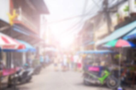 Blurred of Chanthaboon old town and street market is travel point in chanthaburi.の写真素材
