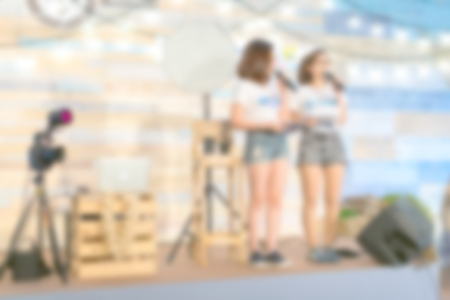 Blurred of Asia woman is MC in event openning new productの写真素材
