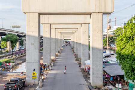 Bangkok, Thailand - September 17, 2016 : Construction site of sky train red line from Bangsue to Rangsit is a big infrastructure for transportation in Bangkok Thailand.のeditorial素材