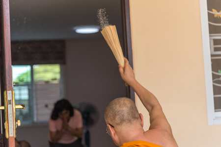 Ang Thong, Thailand - May 21, 2017 : Thai monk ritual for cerebrate the new house or house-warming ceremony in buddhist in Thailandのeditorial素材