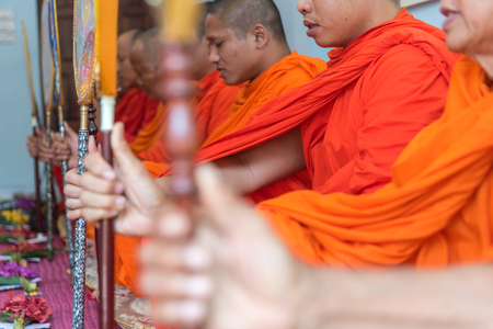 Ang Thong, Thailand - May 21, 2017 : Thai monk ritual for cerebrate the new house or house-warming ceremony in buddhist in Thailandのeditorial素材