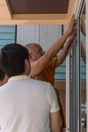 Ang Thong, Thailand - May 21, 2017 : Thai monk ritual for cerebrate the new house or house-warming ceremony in buddhist in Thailandのeditorial素材