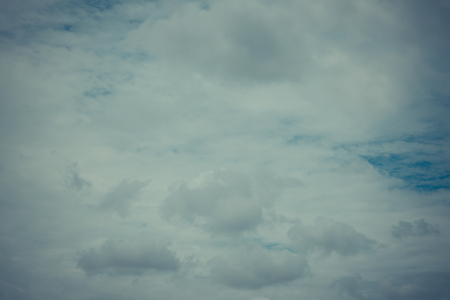 Nature cloudscape with blue sky and white cloud , process in vintage style