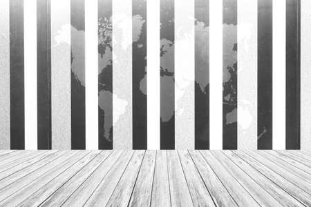 Wall texture background surface natural color , process in white color with white wood terrace with world mapの写真素材