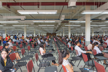 Bangkok, Thailand - July 24, 2016 : Adults take annual exam in big exam room for appoint to work at State Railway of Thailandのeditorial素材
