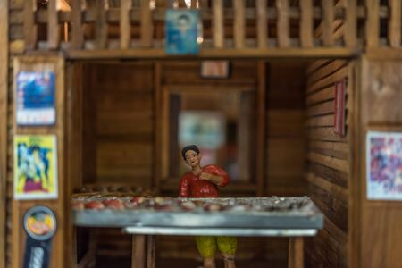 Bangkok, Thailand - March 9, 2017 : Unidentified serviceman checking suspension in a car at garageのeditorial素材