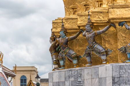 Bangkok, Thailand - August 25, 2017 : Wat Phra Kaew, commonly known in officially as Wat Phra Si Rattana Satsadaram as the most famous tourist sites and most sacred Buddhist temple (wat) in Thailand.のeditorial素材
