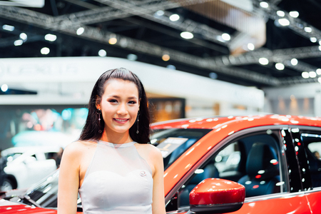 Bangkok, Thailand - March 31, 2018 : Unidentified model pretty lady beauty and sexy on display in car show event. This a open event no need press credentials required.のeditorial素材