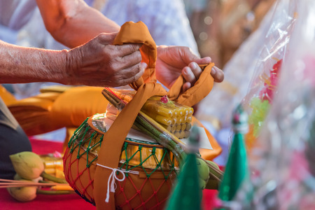 Ordination ceremony in buddhist Thai monk ritual for change man to monk in ordination ceremony in...
