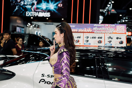 Bangkok, Thailand - March 31, 2018 : Unidentified model pretty lady beauty and sexy on display in car show event. This a open event no need press credentials required.のeditorial素材
