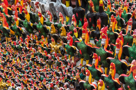 Prachuap Khiri Khan, Thailand - August 25, 2018 : Chicken or Bunny doll at Wat Huay Mongkol temple is Buddhist temple in Thap Tai, Hua Hin Districtのeditorial素材