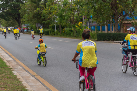 Ang Thong, Thailand - December 9, 2018 : Bike Un Ai Rak 2018 event on bypass road in Ang Thong. Numerous major roads in Thailand were closed for the Bike Un Ai Rak event, to be held across the countryのeditorial素材