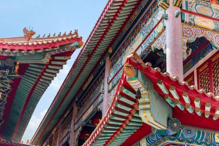 Nonthaburi , Thailand - March 11, 2019 : Wat Boromracha Kanchanapisek Anusorn (Leng Noei Yi 2) is a Chinese temple under the patronage of the Chinese Buddhist Sangha in Thailand or Mahayana Buddhism.のeditorial素材