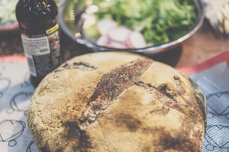 Sourdough bread with vegetables salad for sale at Thai street food market or restaurant in Thailandの写真素材