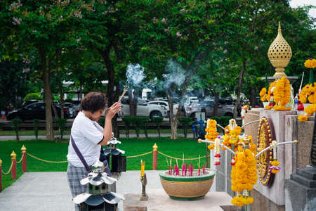 Bangkok, Thailand - August 24, 2017 : Unidentified Thai buddhism people in buddhist pray for...