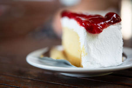 Cake cream is a form of sweet dessert that is typically baked. ingredients are flour, sugar, eggs, butter or oil or margarine, a liquid, and leavening agents for celebration with copy spaceの写真素材