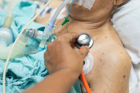 Doctor use stethoscope for medical care of the flu covid19, corona virus, CRE. or VRE. infected...