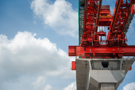 Bangkok, Thailand - September 5, 2017 : Construction site of sky train red line from Bangsue to Rangsit is a big infrastructure for transportation in Bangkok Thailand.のeditorial素材