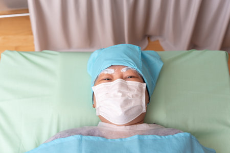 Asian woman eyebrow tattooing by doctor specialist in Eyebrow tattoo clinic or Eyebrow embroidery clinic for tattoo or correctionの写真素材