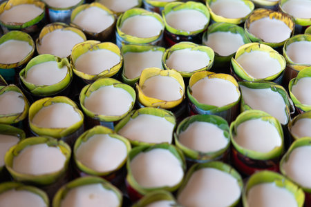 Nian gao is year cake or New Year cake or Chinese New Year's cake, is a sweet food prepared from glutinous rice flour and consumed in Chinese cuisine. It is also simply known as rice cake.の写真素材