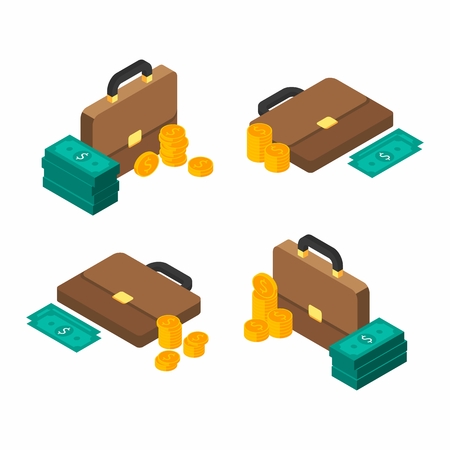 Briefcase Bag Vector, Flat iconのイラスト素材