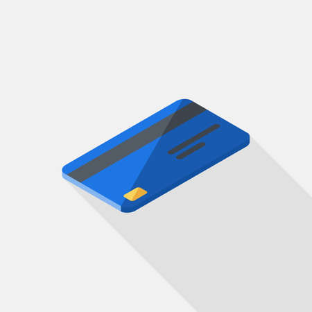 Credit card Blue right view icon vector isometric.のイラスト素材