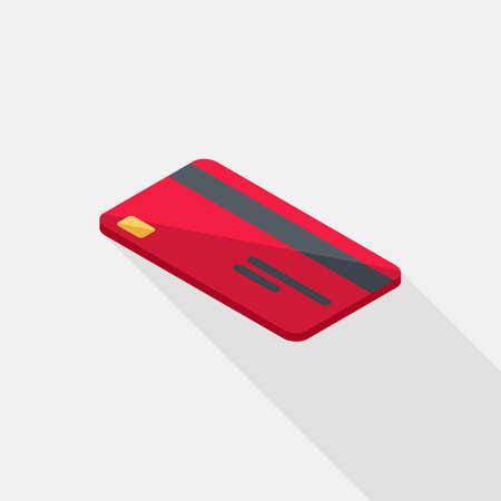 Credit card Red left view icon vector isometric.のイラスト素材