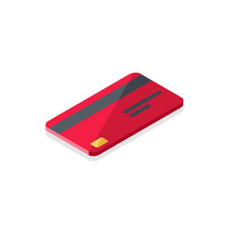 Credit card Red right view - Shadow icon vector isometric.のイラスト素材