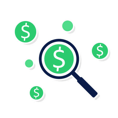 Profit analysis - White Stroke Shadow icon vector isolated.