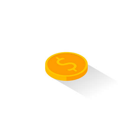Gold coin right view Shadow icon vector isometric.のイラスト素材
