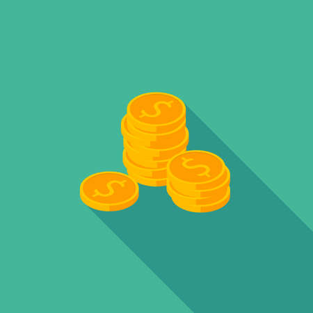 Gold coins stack icon vector isometric.のイラスト素材