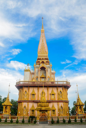 Wat chaiharam or Wat Chalong temple in Phuket asia thailandの写真素材