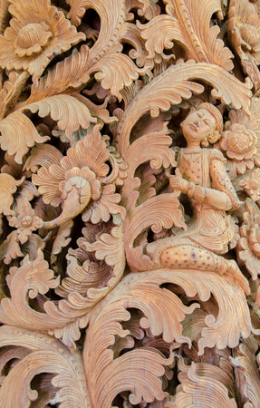 Wood carving Thailand Artの写真素材