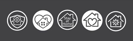 Set of coronavirus Minimal, modern and simple stay home symbol on white background.