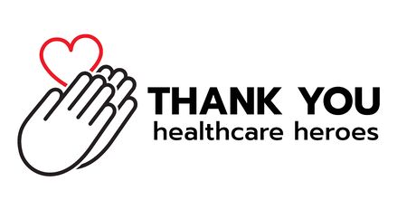 Thank you to all healthcare heroes- doctors, nurses, workers fighting coronavirus gratitude message, Lettering Illustration designのイラスト素材