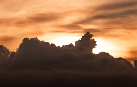 Golden sunset light with clouds abstract background. Twilight with sunset beautiful.の写真素材