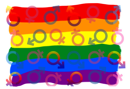 LGBT symbol. The color of rainbow flag and  icons colorful on white background.の写真素材