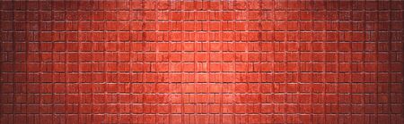 Red brick wall texture background. wide panorama of stone block masonry.の写真素材