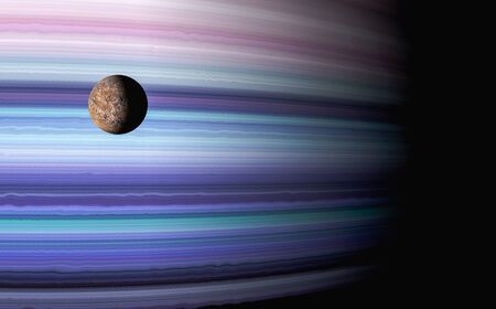 Great galaxy and planet in the deep space with a sky full of stars.