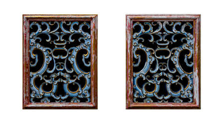 Old Chinese style window isolated on a white background.の写真素材