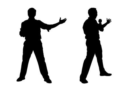 The silhouette of a business person presenting a job.の写真素材